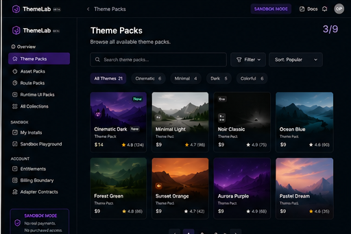 Theme Pack Catalog Board panel 3